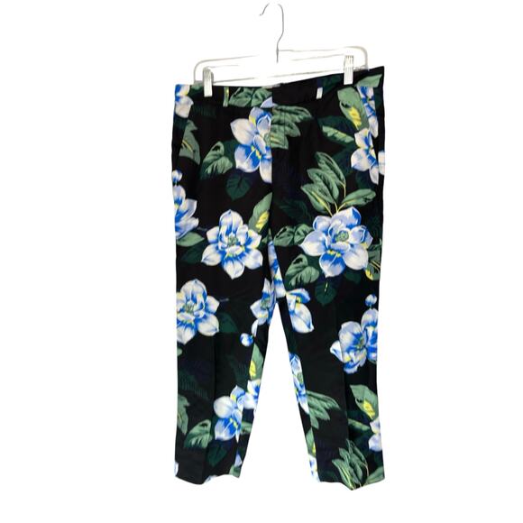 Banana Republic Blue Floral Print Office Work Career Avery Trouser Pants Size 6 - Picture 1 of 12